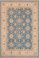 handmade Traditional Kafkaz Lt. Blue Beige Hand Knotted RECTANGLE 100% WOOL area rug 9 x 12